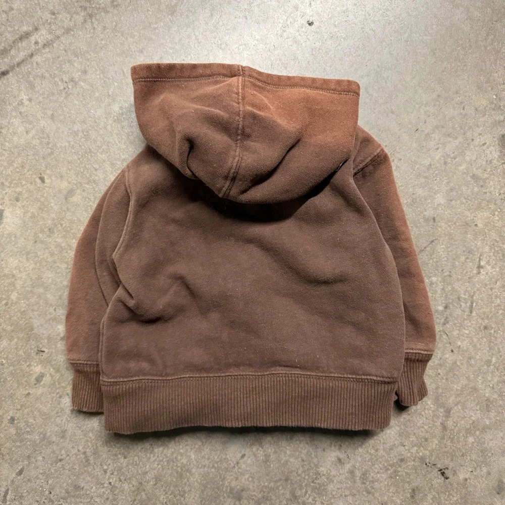 Old Navy Boys Brown Orange Logo Zip Up Hoodie Sweatshirt 12-18 Months‎